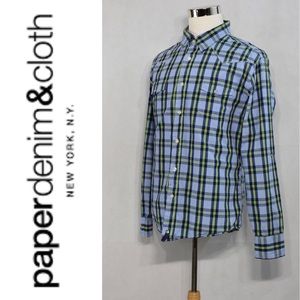 PAPER DENIM CLOTH Men’s Windowpane Shirt Size XL